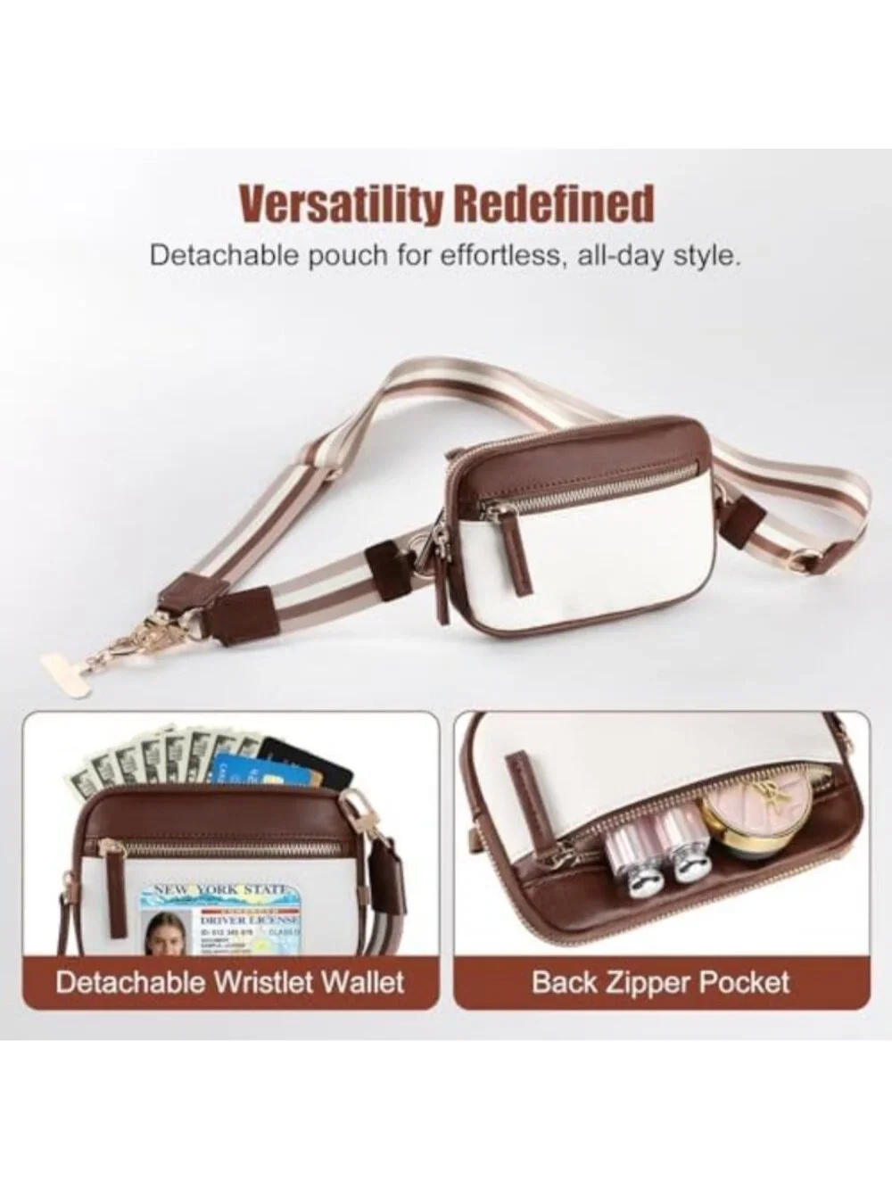 Stylish Leather Wallet Crossbody with Clip and Go Strap for Phones - Versatile